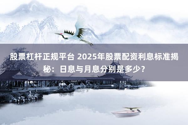 股票杠杆正规平台 2025年股票配资利息标准揭秘：日息与月息分别是多少？