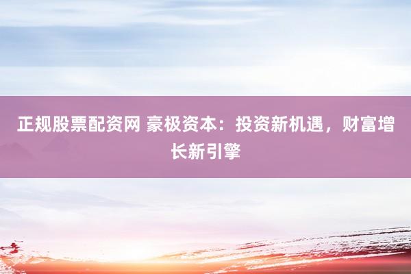正规股票配资网 豪极资本：投资新机遇，财富增长新引擎