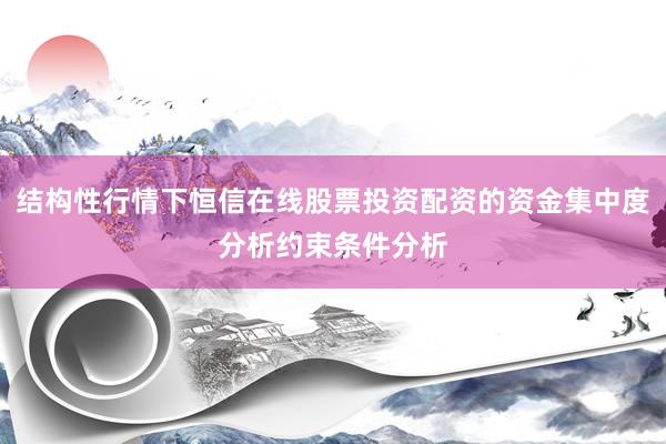 结构性行情下恒信在线股票投资配资的资金集中度分析约束条件分析