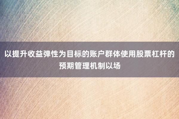 以提升收益弹性为目标的账户群体使用股票杠杆的预期管理机制以场