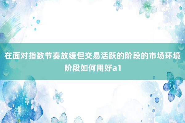 在面对指数节奏放缓但交易活跃的阶段的市场环境阶段如何用好a1