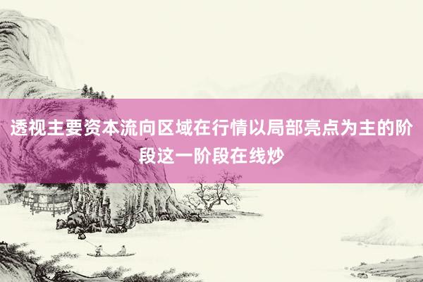 透视主要资本流向区域在行情以局部亮点为主的阶段这一阶段在线炒